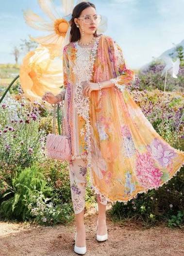 3piece lawn suit with shafon dupatta